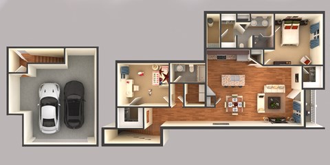 Floor plan for 2 beds, 2 baths, 1461 sqft